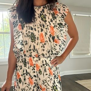 Club Monaco Romper Ruffle Floral Pleated Amsterdam White Size 0